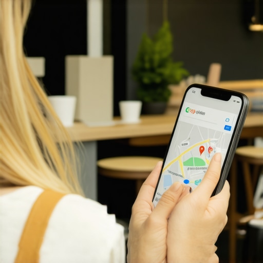 Engaging with Customers Through Google Maps Business owner using smartphone to connect with local customers via Google Maps