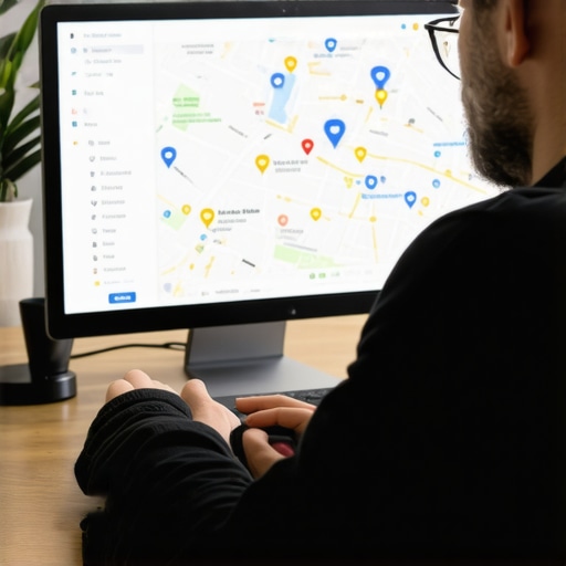 Business owner managing Google Maps profile with reviews and updates