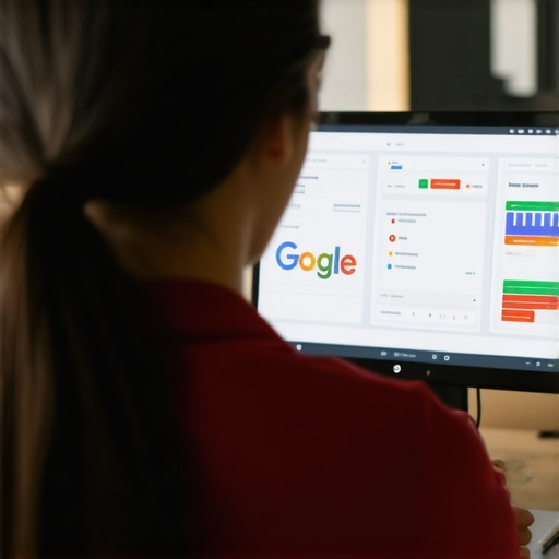 Person using software to schedule and analyze Google Maps engagement activities.