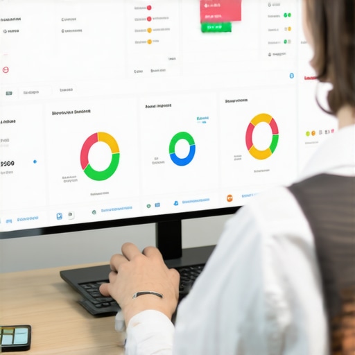 Person analyzing SEO and call tracking data on a computer in an office