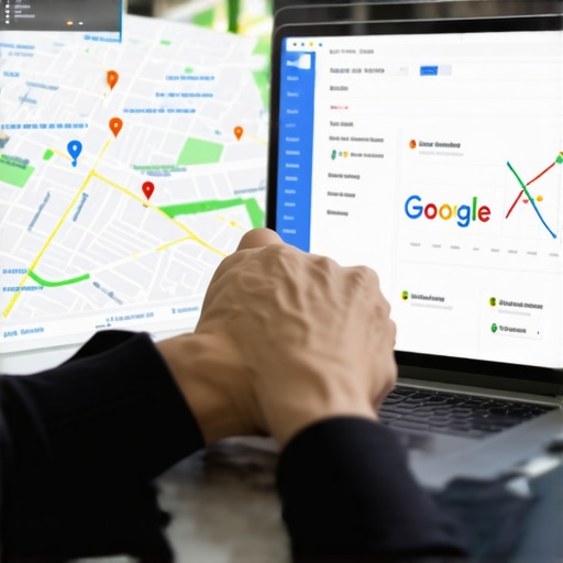 Person reviewing Google My Business analytics on a laptop
