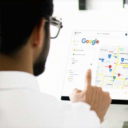 Analyzing Local Engagement Strategy Business owner reviewing Google Maps analytics on a laptop to improve call conversions.