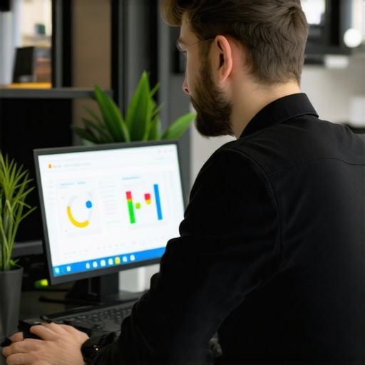 Business owner using analytics dashboard and scheduling tools to maintain Google Maps engagement