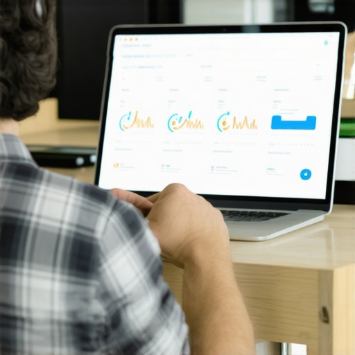 Business owner analyzing SEO and call tracking data on laptop