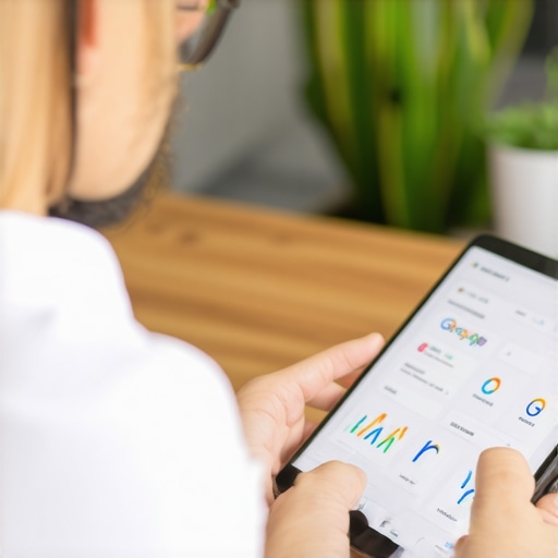 Business owner analyzing call statistics on tablet related to Google My Business profile