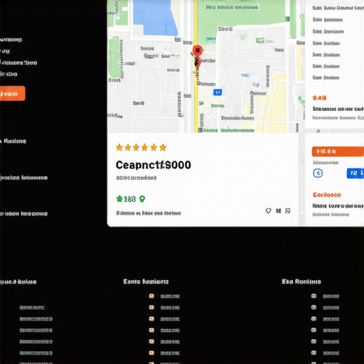 A screenshot of a dashboard showing Google Maps engagement stats, reviews, and profile health for maintenance tracking.