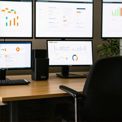 Digital Tools for GMB Optimization Workspace showcasing dashboards of local SEO and call tracking tools.