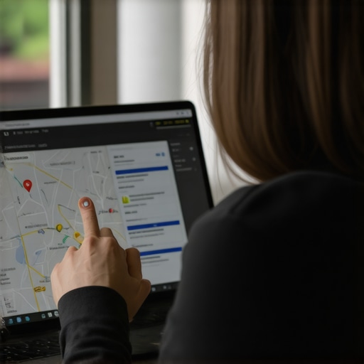 Optimizing Your Google Map Profile Business owner making adjustments to Google Map profile on a laptop with analytics dashboard.