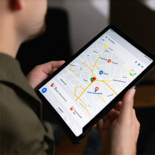 Analyzing Local SEO Metrics Business owner reviewing maps and SEO data on a tablet