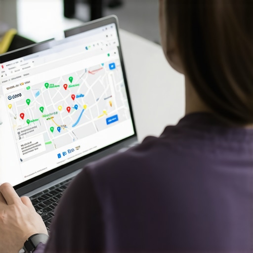 Digital marketer optimizing Google Maps profile on laptop to increase calls