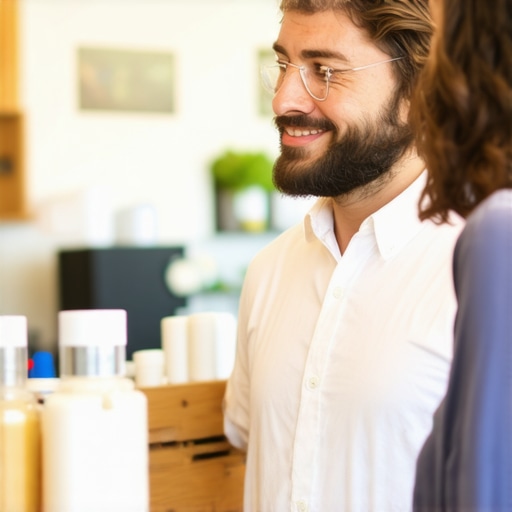 Business owner interacting with customers in a storefront, illustrating personal engagement for local SEO