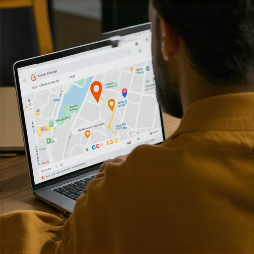 Person updating Google Maps profile on a laptop with call buttons visible