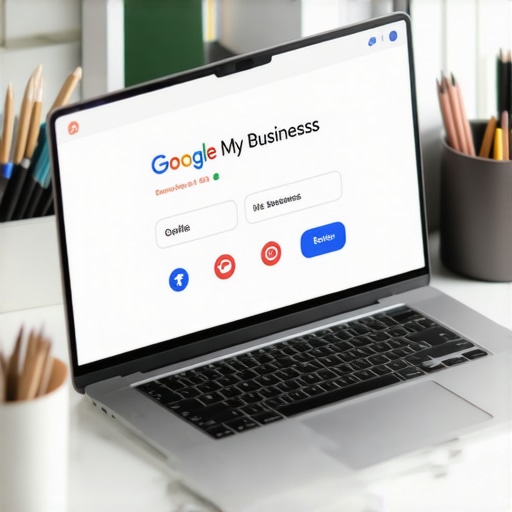 Laptop screen displaying a well-optimized Google My Business profile with call button highlighted.