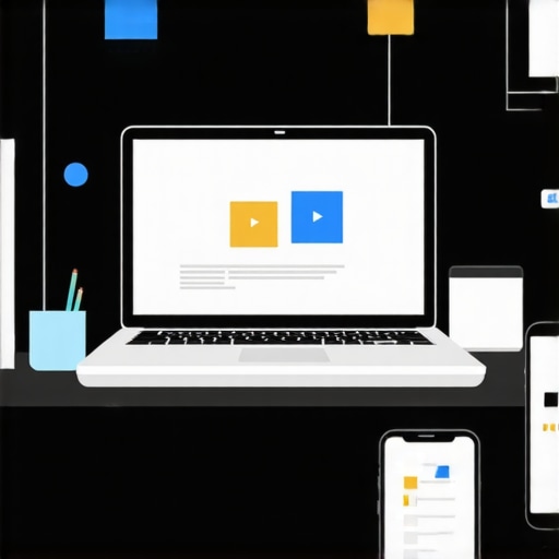 Tools for Sustaining Local Call SEO Success Workflow of local SEO monitoring and content management with laptop and smartphone devices.